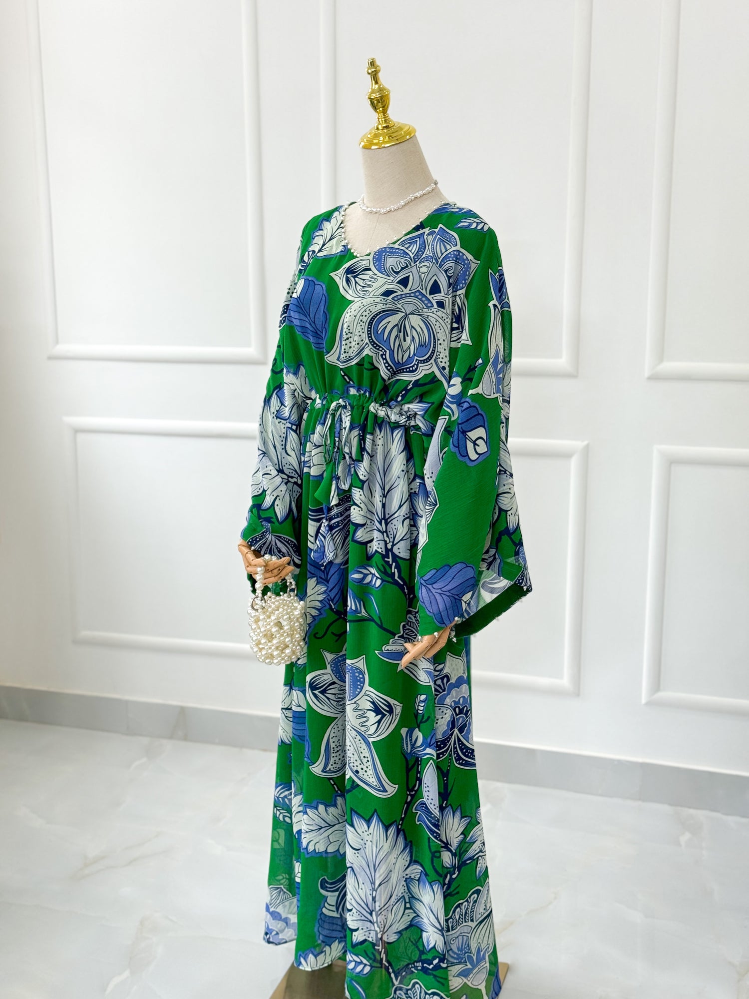 Jade Long Floral Kaftan Style Dress