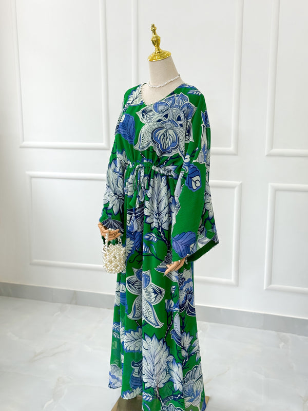 Jade Long Floral Kaftan Style Dress