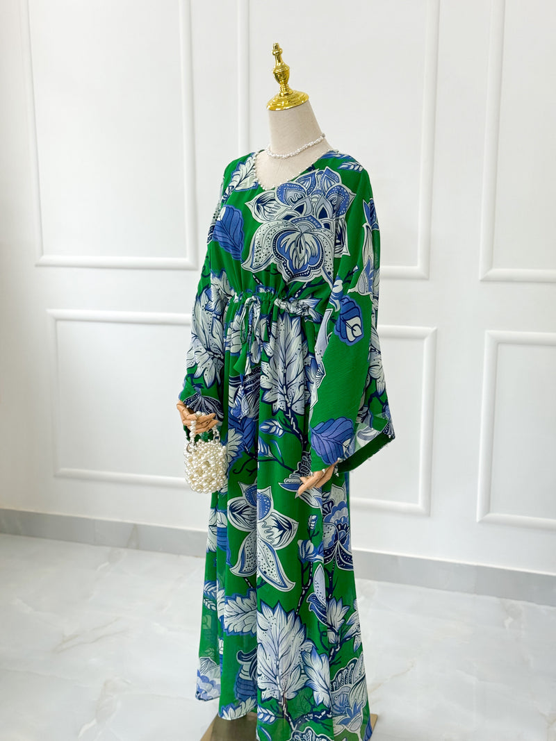 Jade Long Floral Kaftan Style Dress