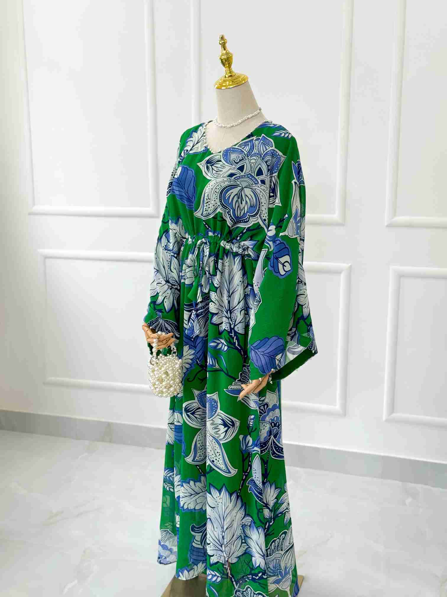 Jade Long Floral Kaftan Style Dress