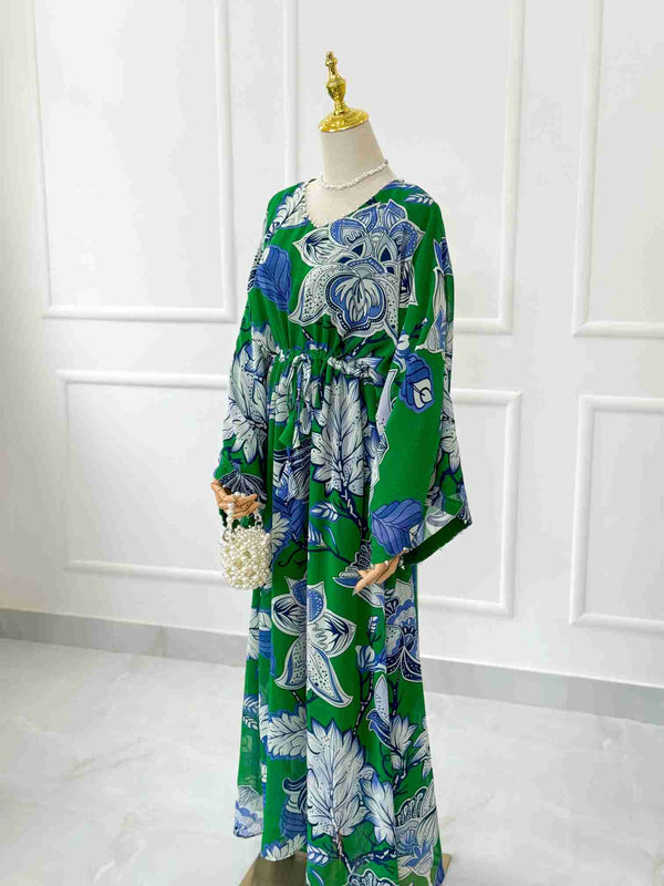 Jade Long Floral Kaftan Style Dress