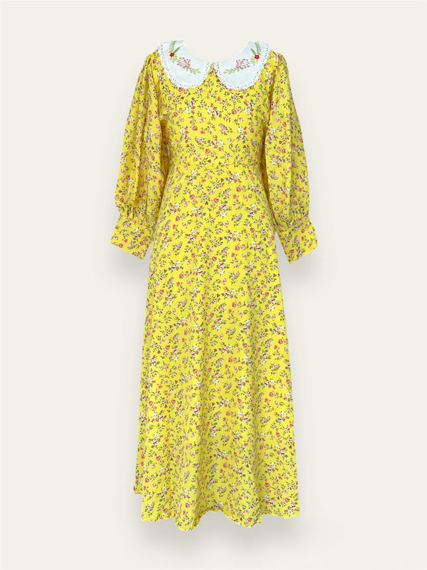 Marigold Embroidered Collar Summer Dress