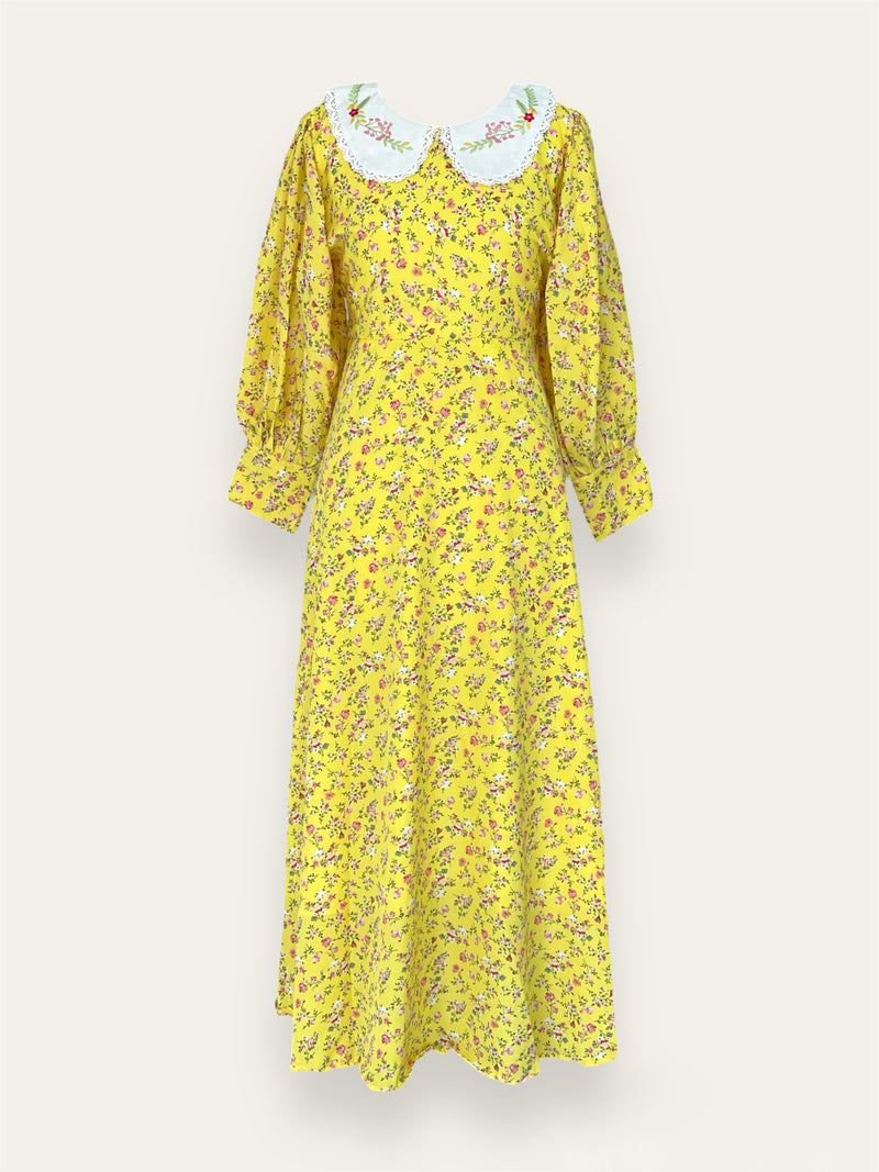 Marigold Embroidered Collar Summer Dress
