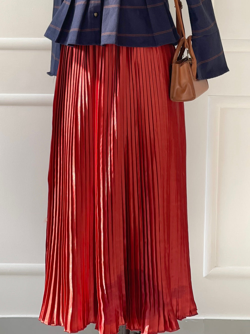 Copper Pleated Detail Billow L/S Top