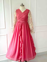 Juliet Long Dress with Frill Detail