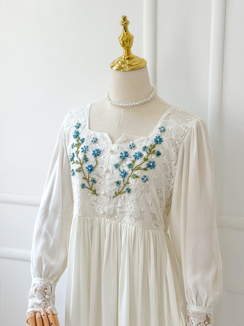 Dove Embroidered Long Dress