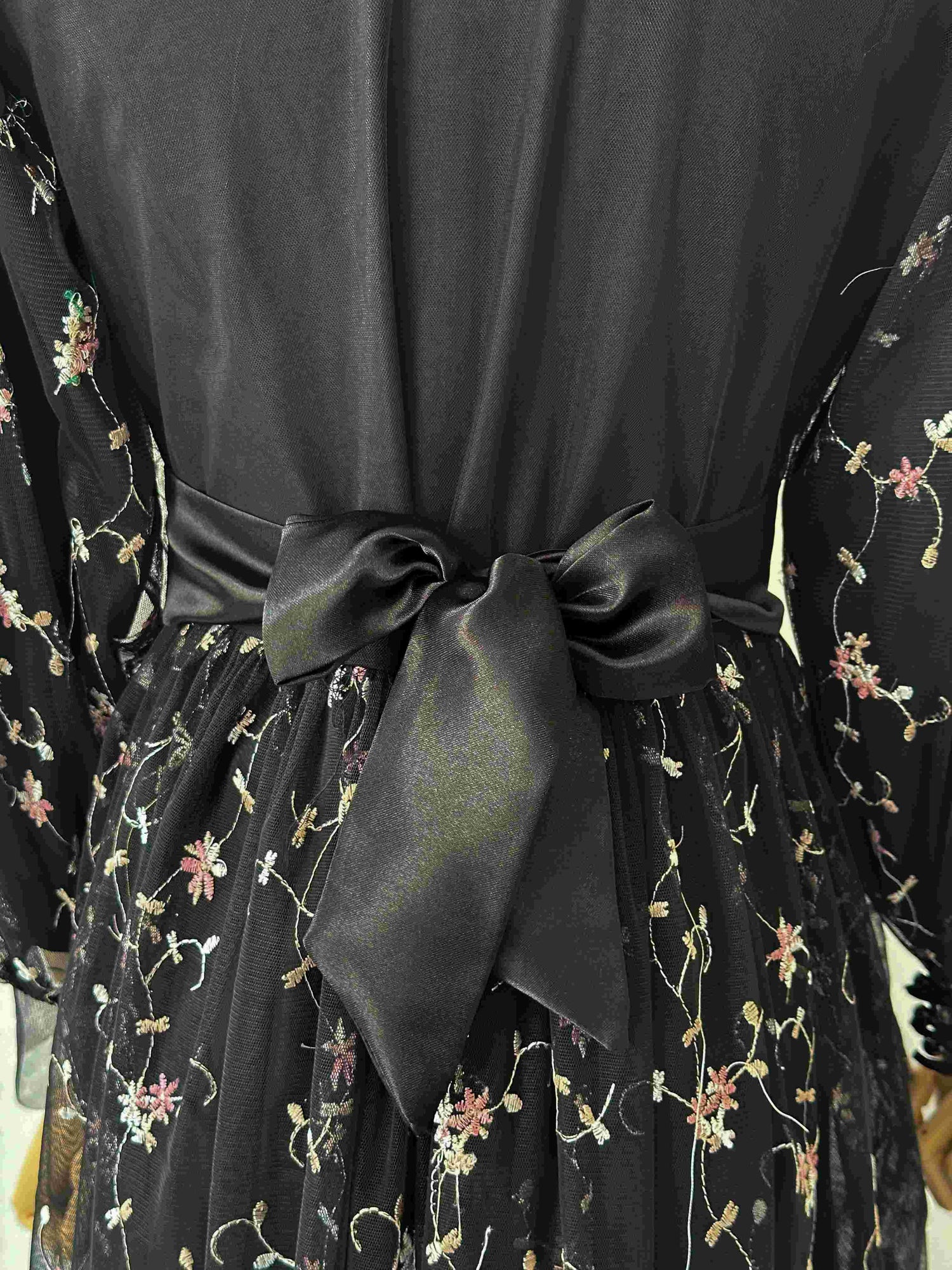 Black Serene Long Net Dress