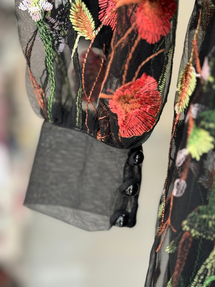 Black Serene Embroidered Long Dress