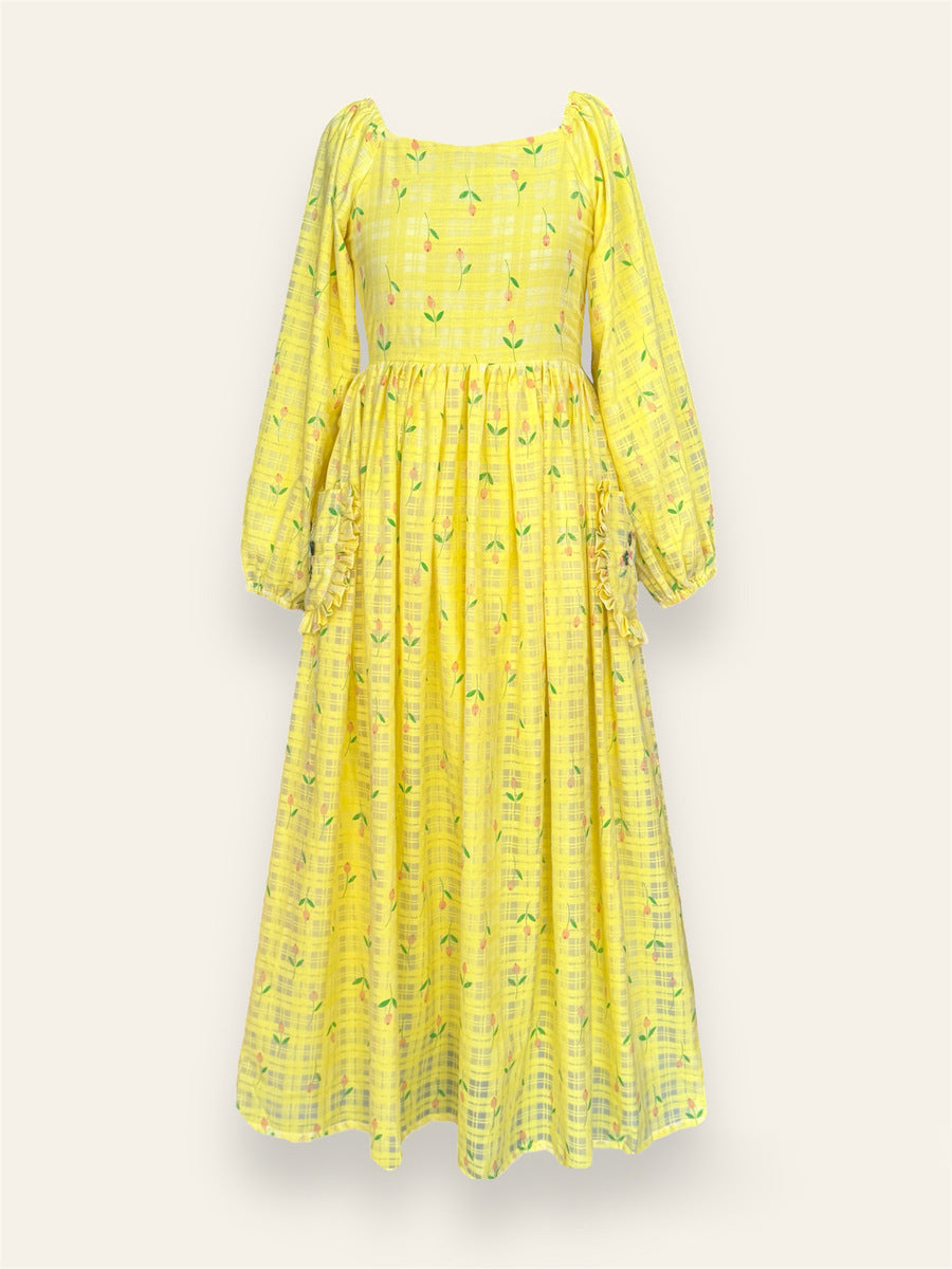 Buttercup Dress – Charming Yellow Floral Elegance