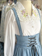 Blue Vintage Skirt with Lace-up Bodice