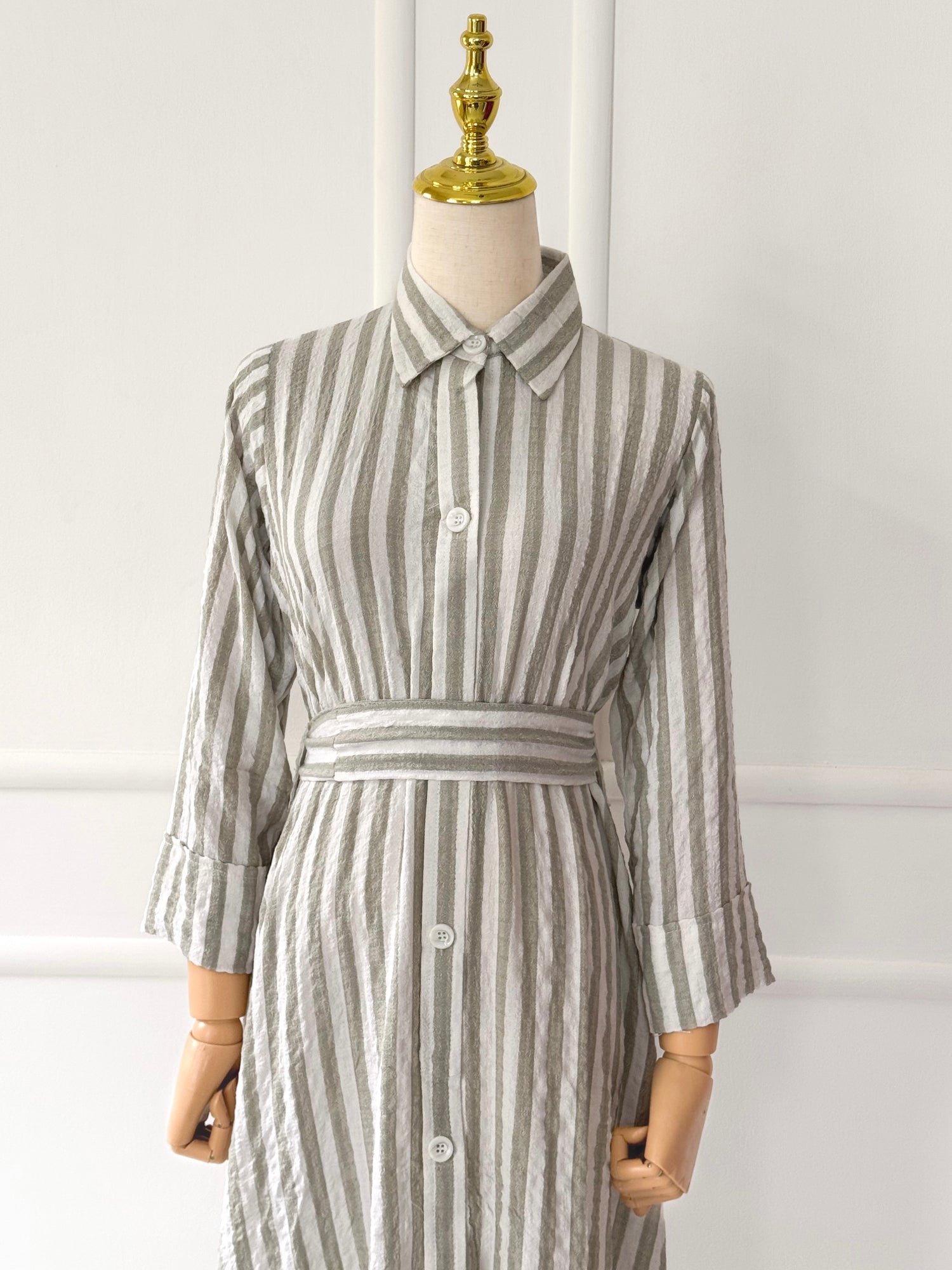 Liora Striped Waist-Tie Dress