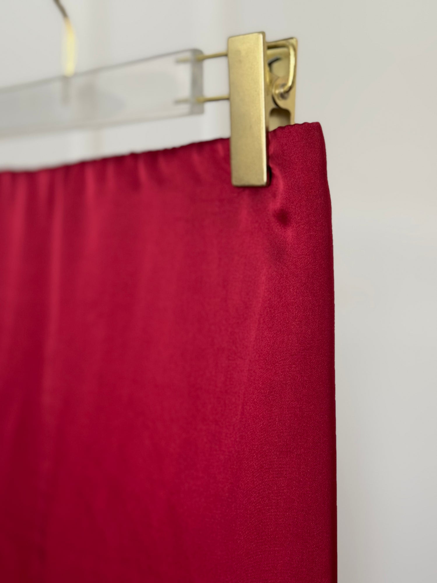 Red silk skirt