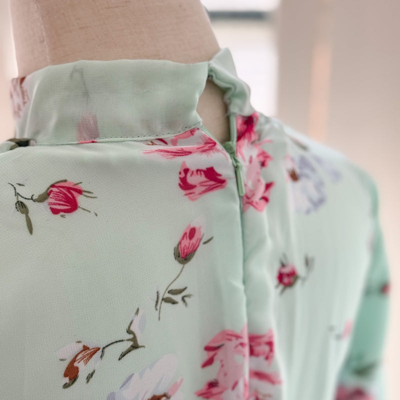 Fleur Mint Floral Long Dress