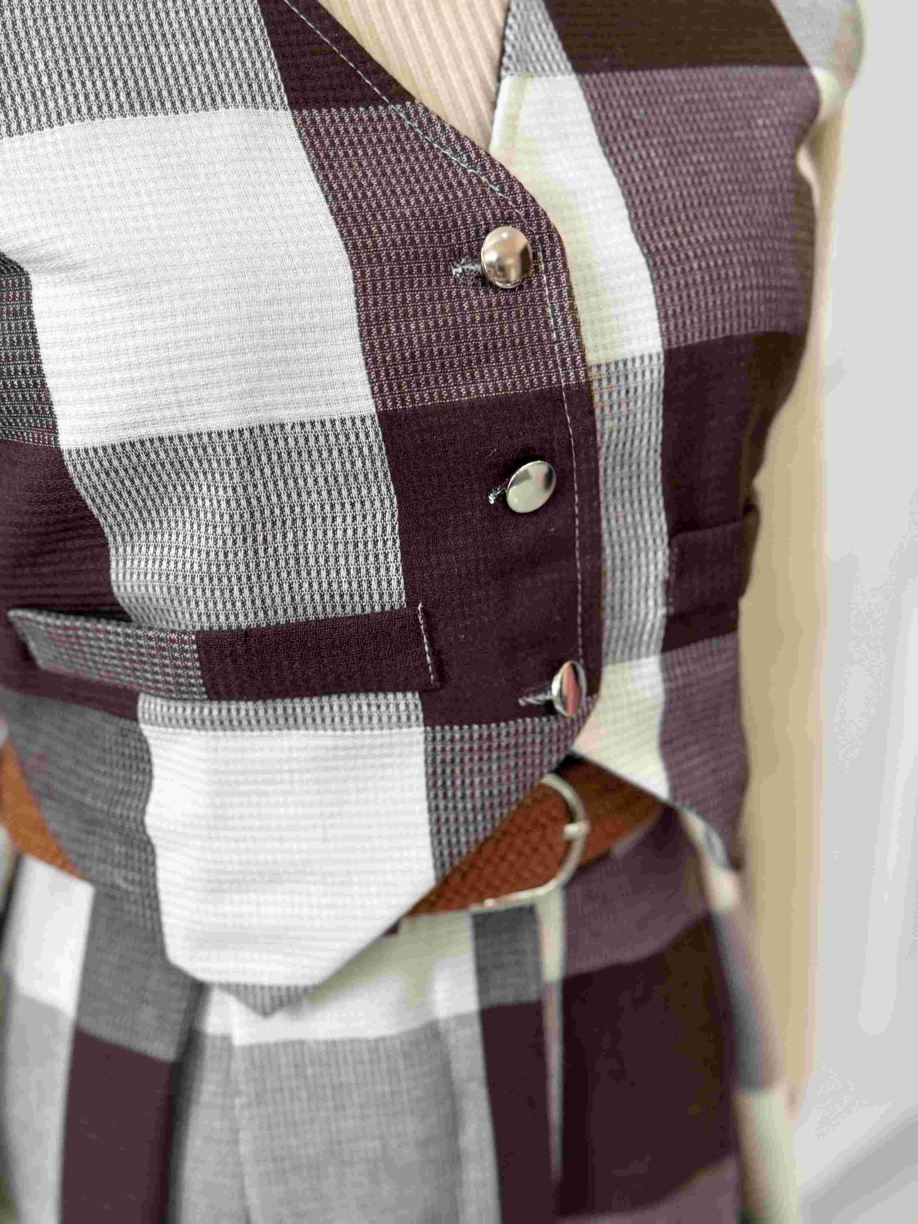 Caramel Two Piece Vest And Skirt Set