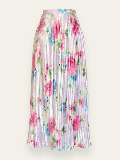 High waist floral pleated skirt