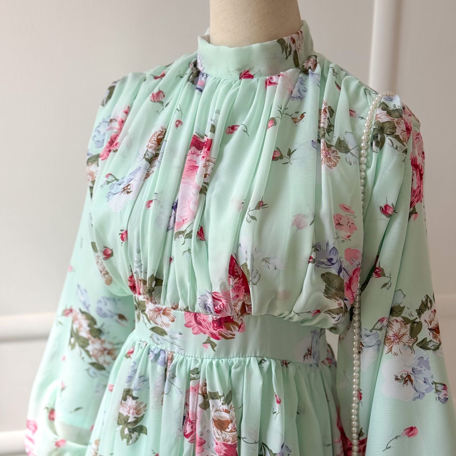 Fleur Mint Floral Long Dress