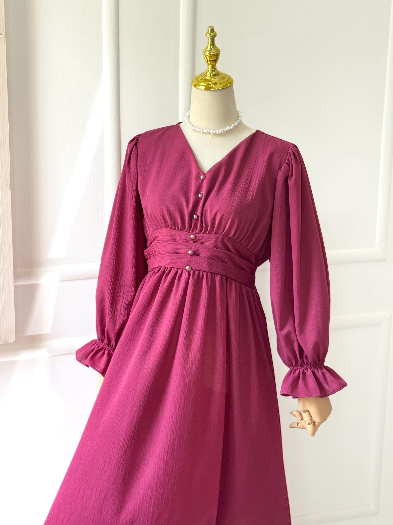 Plum Smoked-back Long Dress