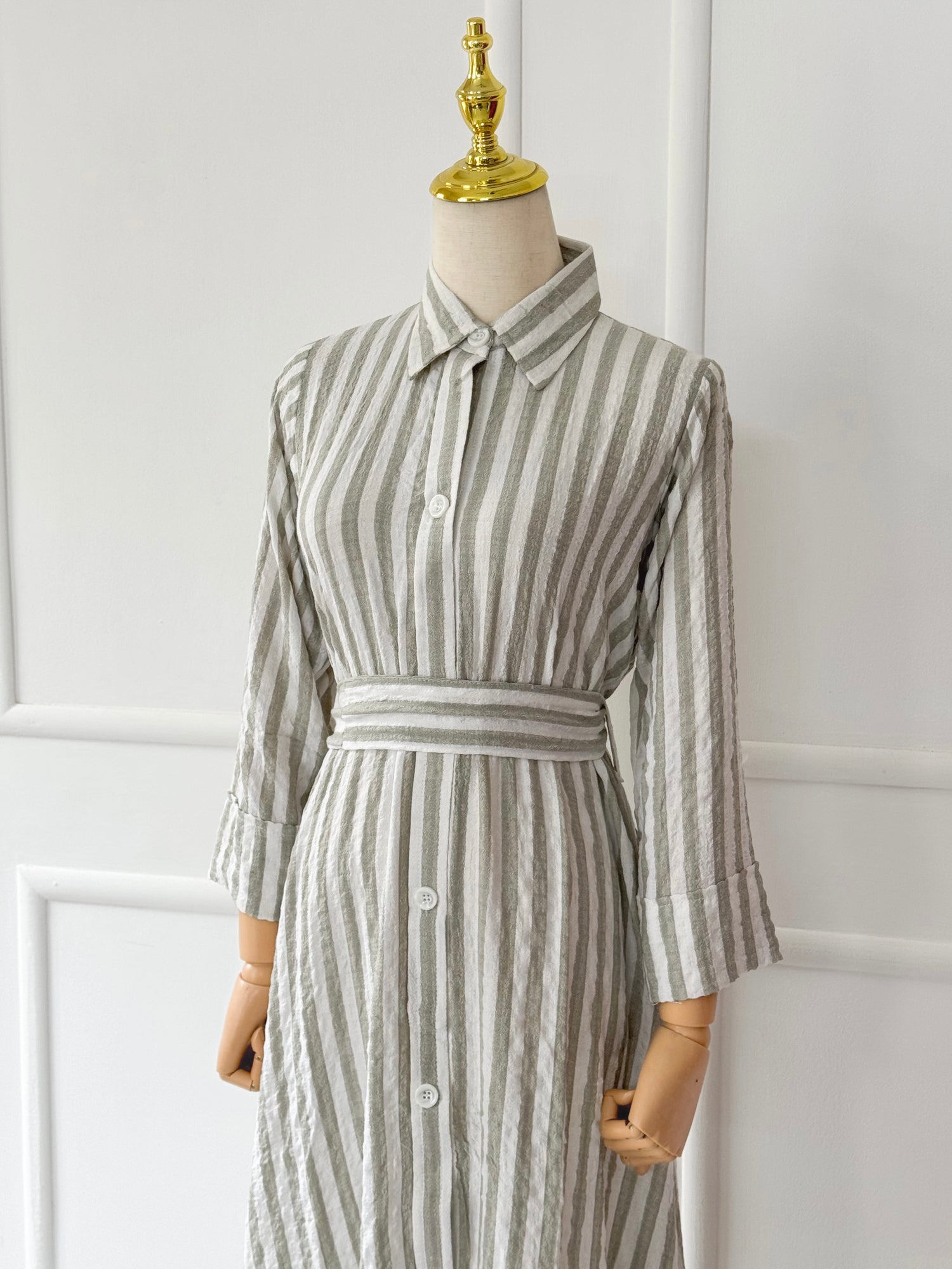 Liora Striped Waist-Tie Dress
