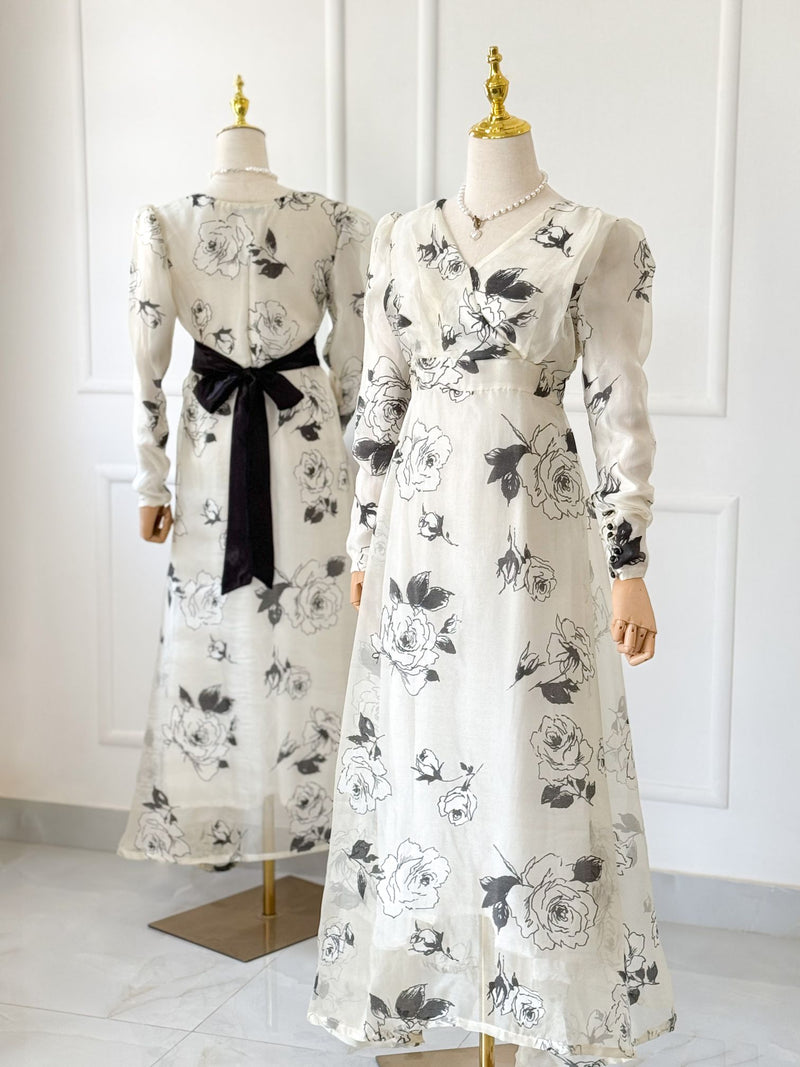 Alora Vintage Floral Long Dress