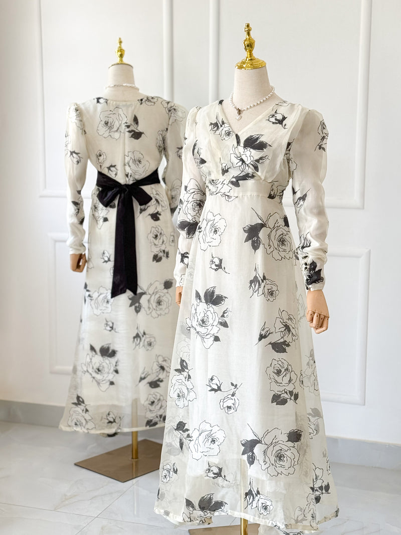 Alora Vintage Floral Long Dress