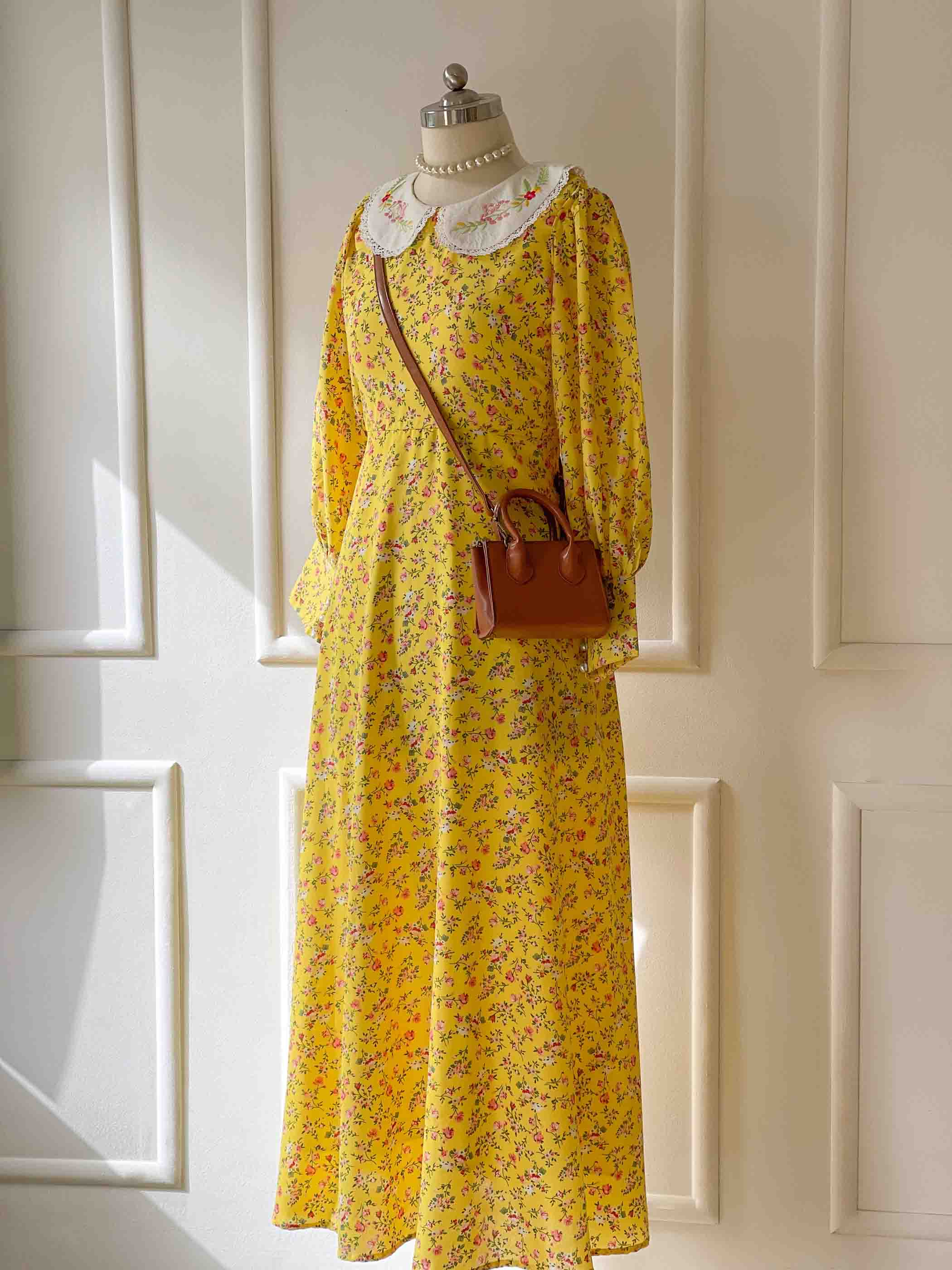 Marigold Embroidered Collar Summer Dress