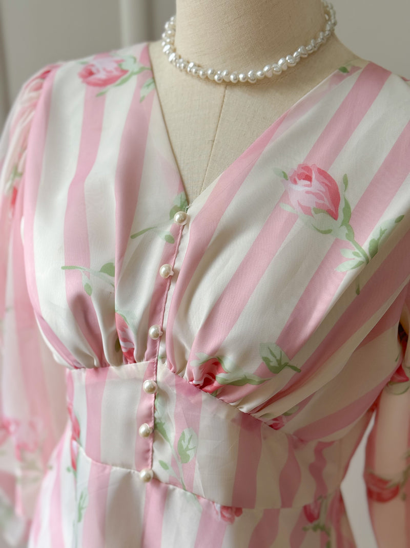 Taffy Pink and White Organza Dress