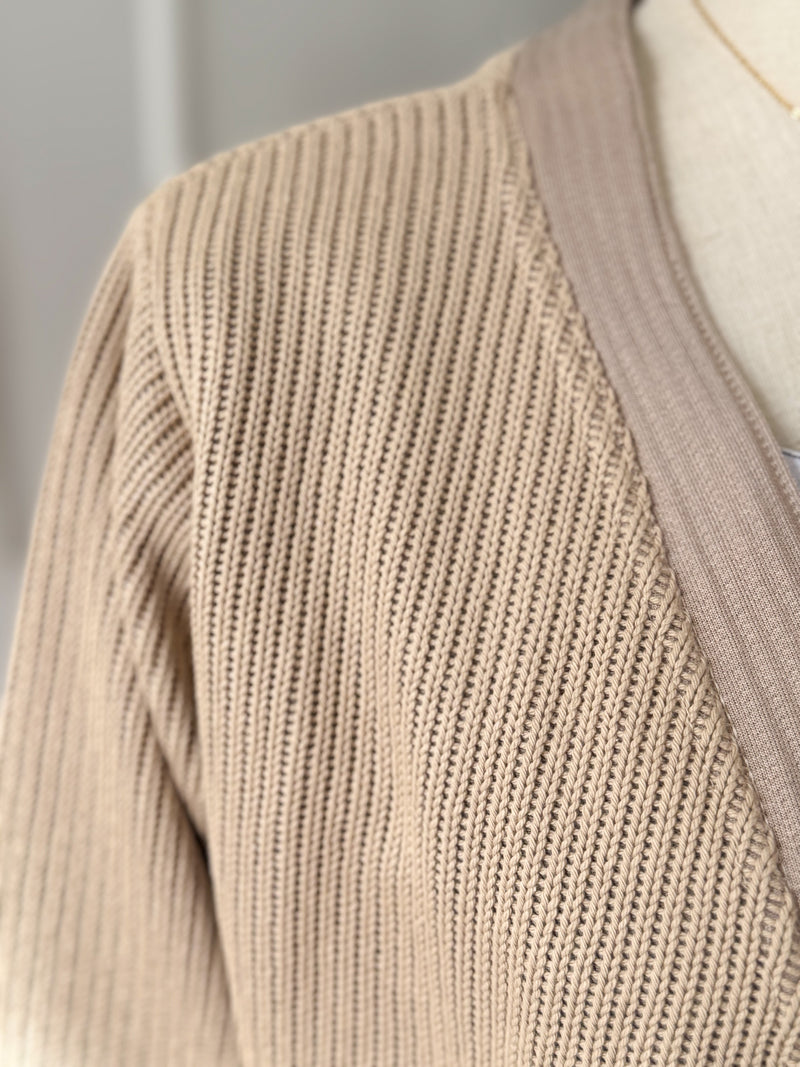 Oat Beige Knit Cardigan