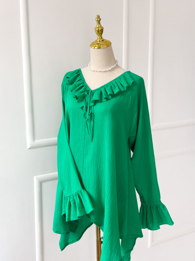 Forest Green Ruffled Top