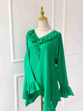 Forest Green Ruffled Top