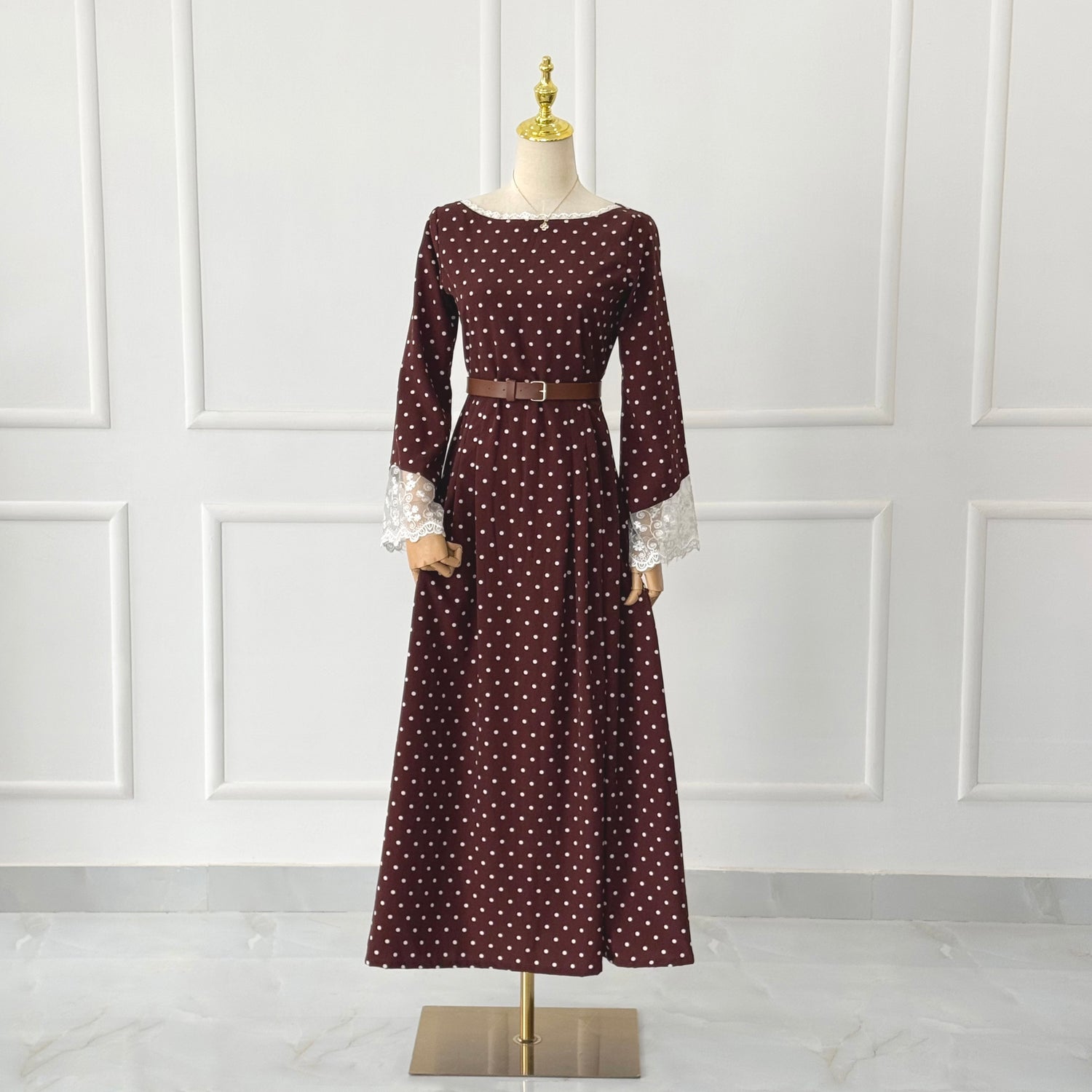 Cocoa Polka Dot Long Dress