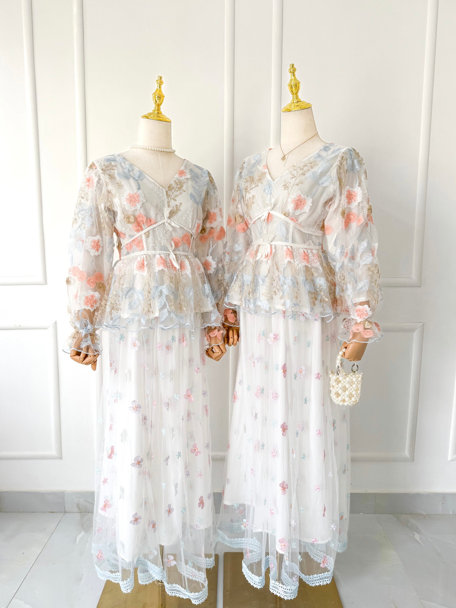 Elysia Embroidered Net Frilled Top