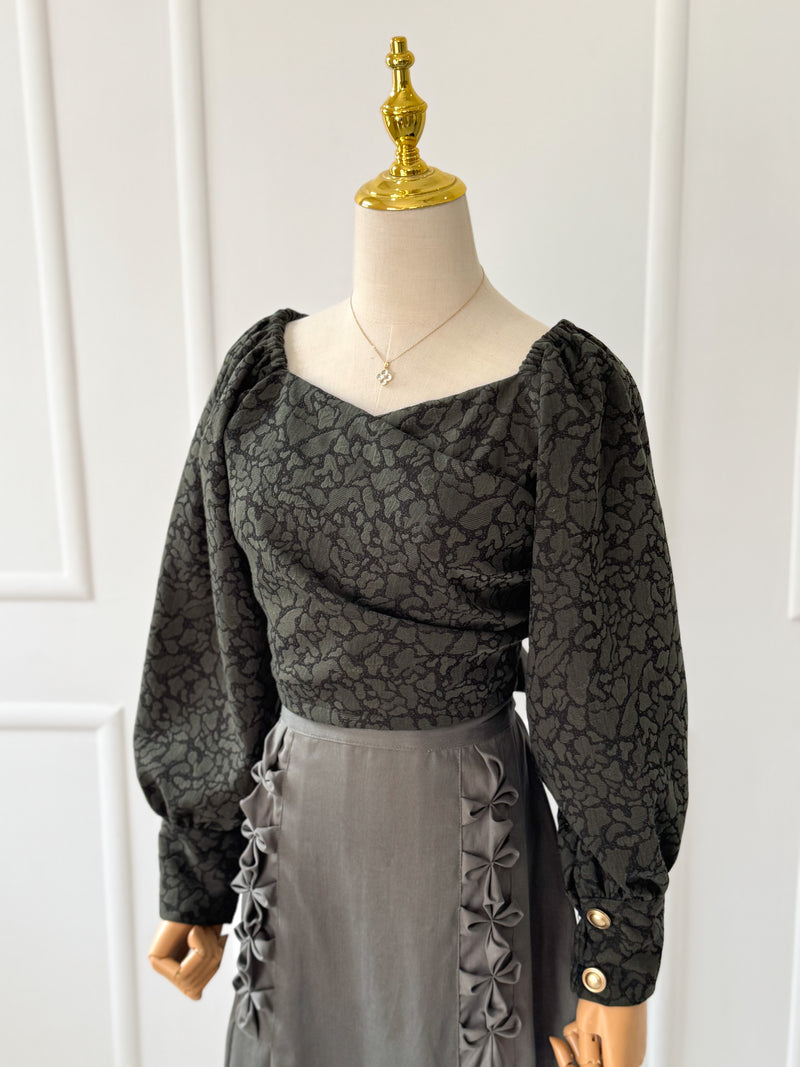 Sage Jacquard Blouse