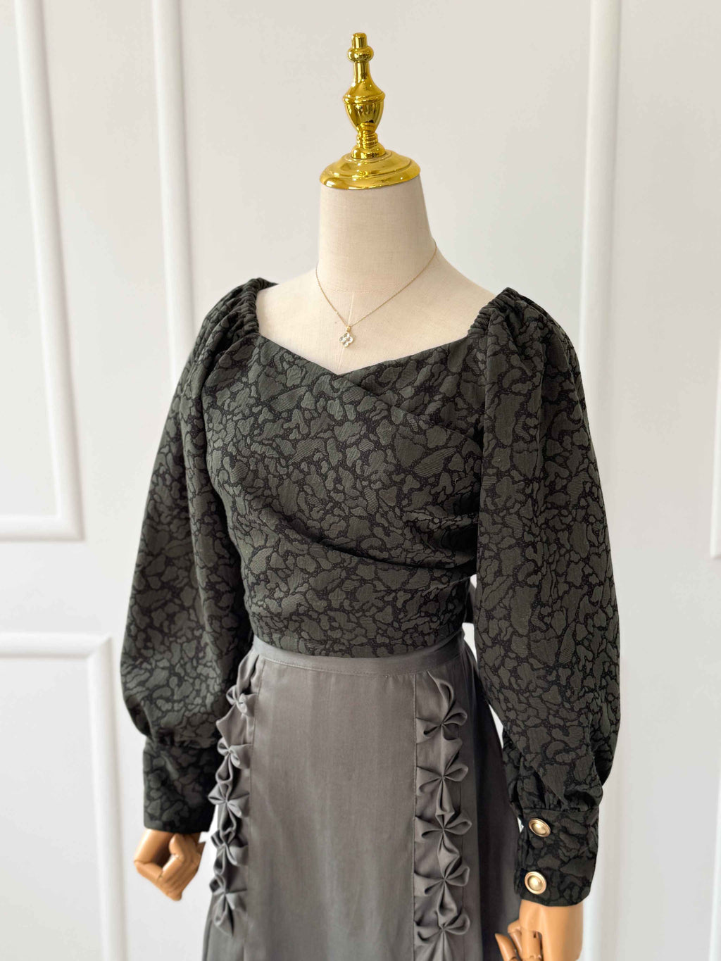 Sage Jacquard Blouse