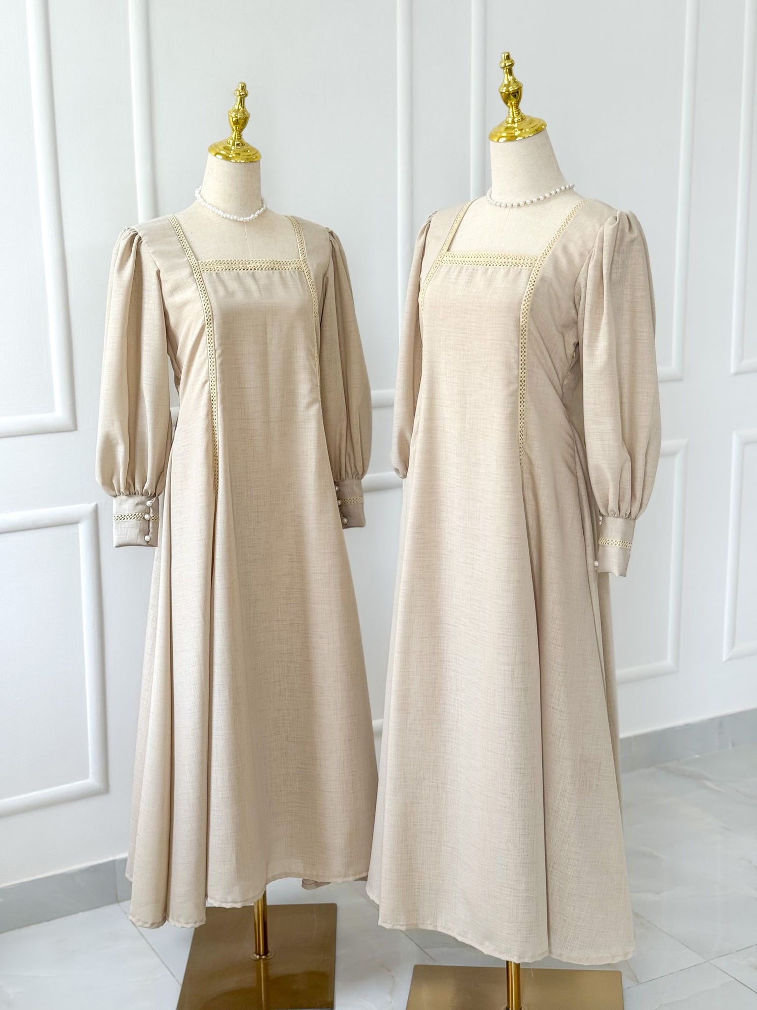 Lama Beige Long Modest Dress