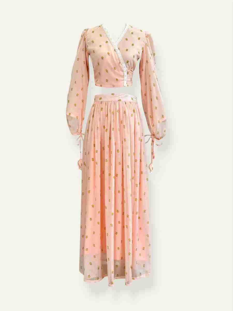 Blush blouse and long skirt set