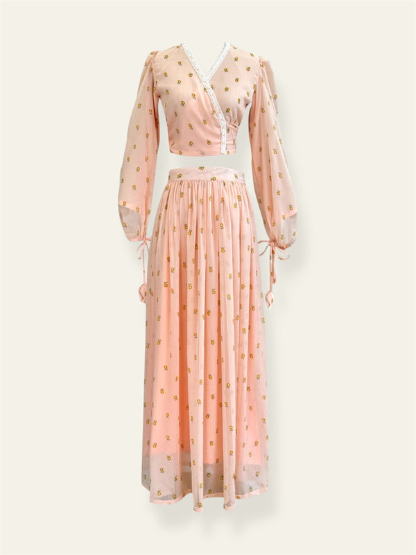 Blush blouse and long skirt set