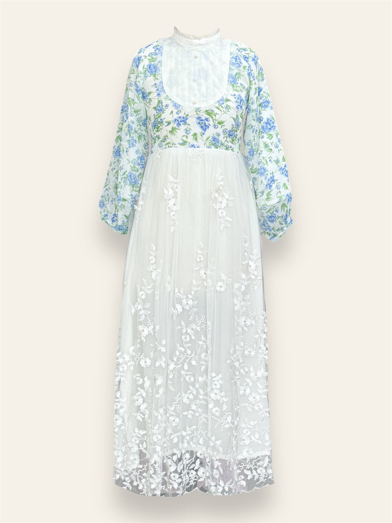Marina Embroidered Net Long Dress