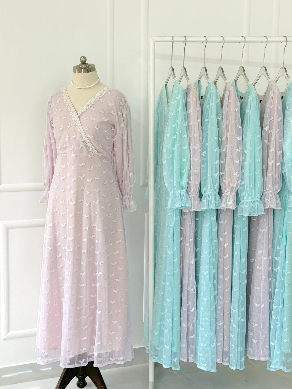 Blush Embroidered Net Dress