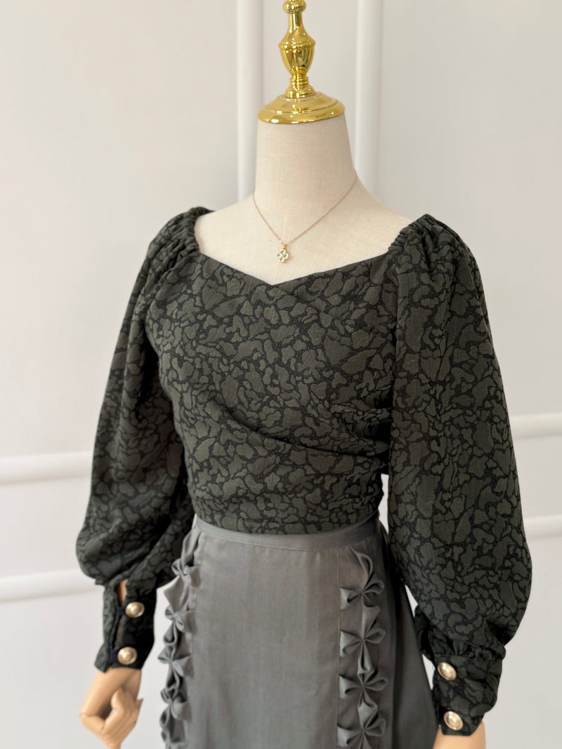 Sage Jacquard Blouse