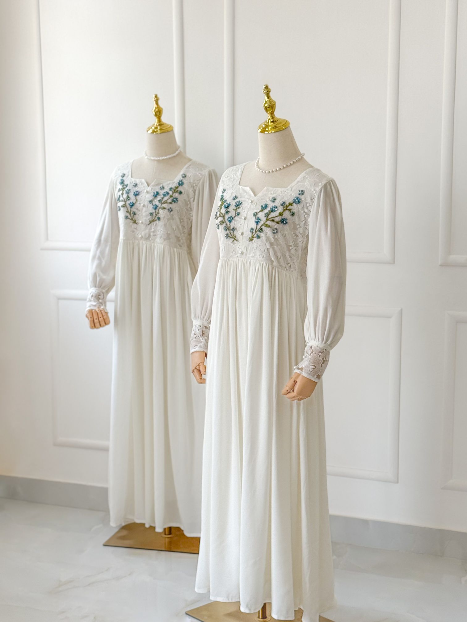 Dove Embroidered Long Dress