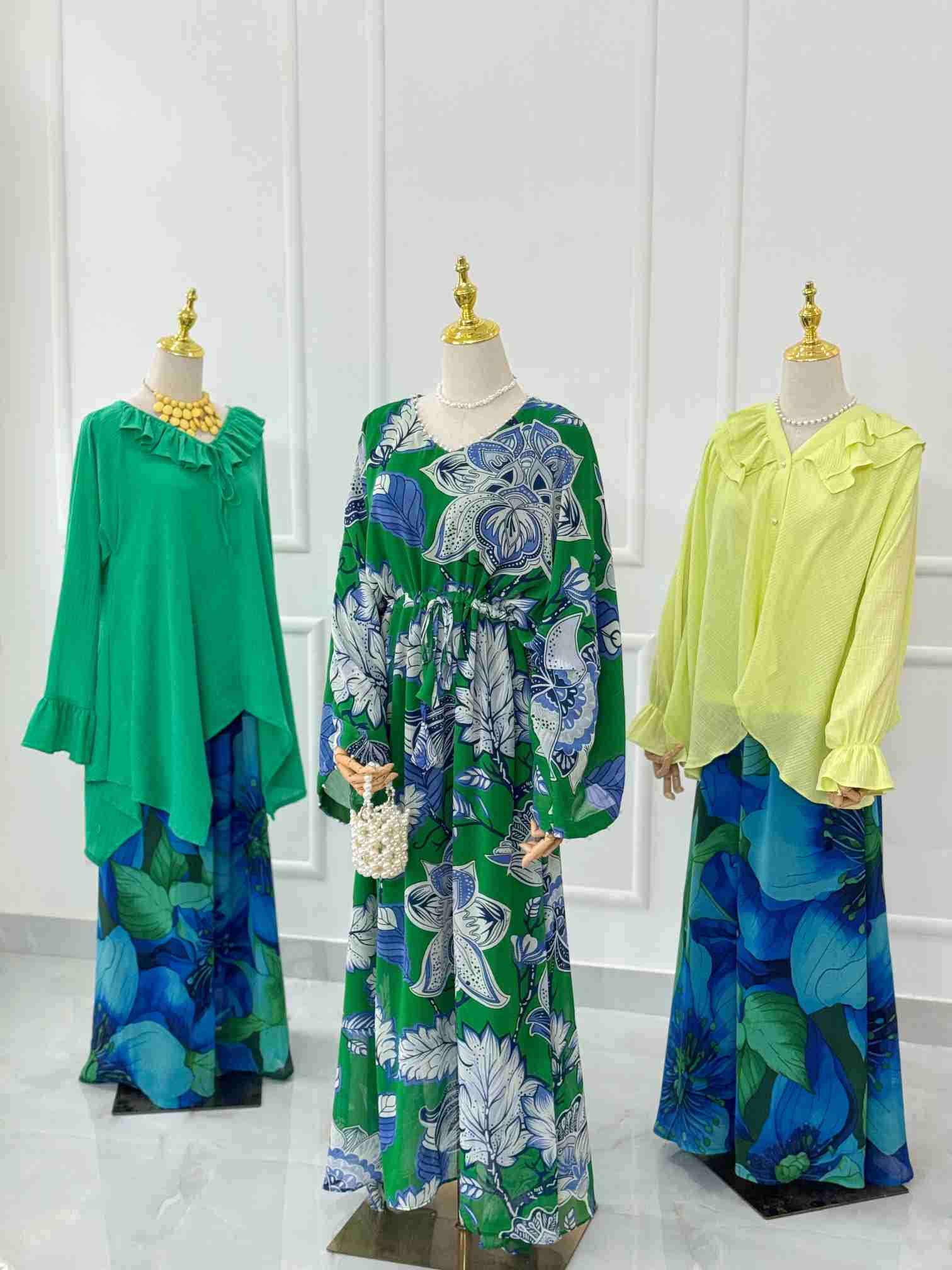 Jade Long Floral Kaftan Style Dress