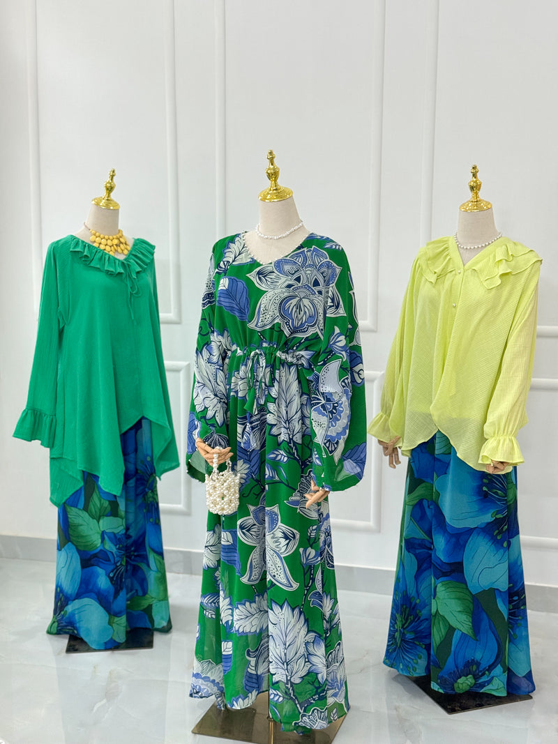 Jade Long Floral Kaftan Style Dress