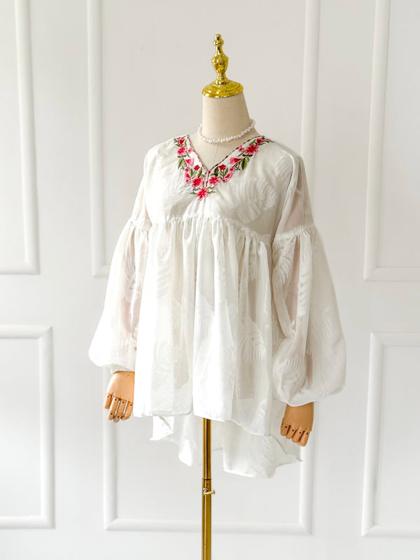 Camellia Embroidered Boho Top