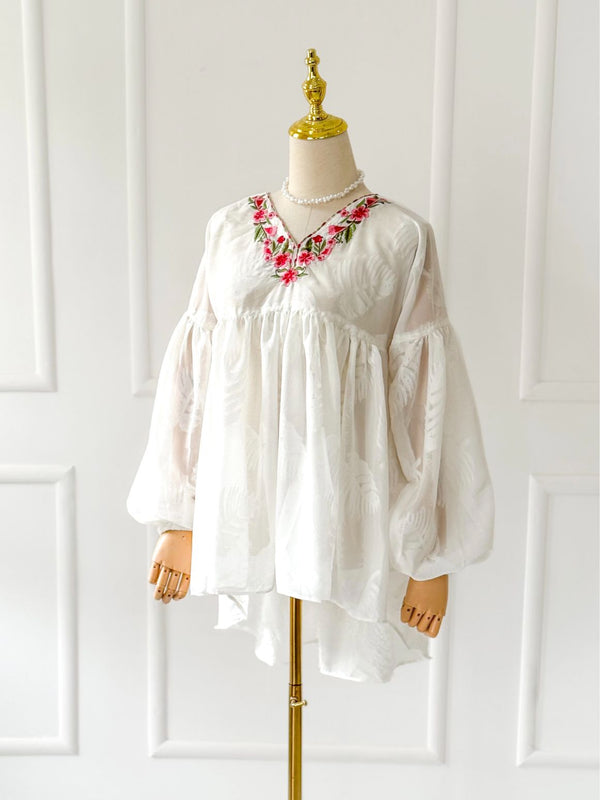 Camellia Embroidered Boho Top
