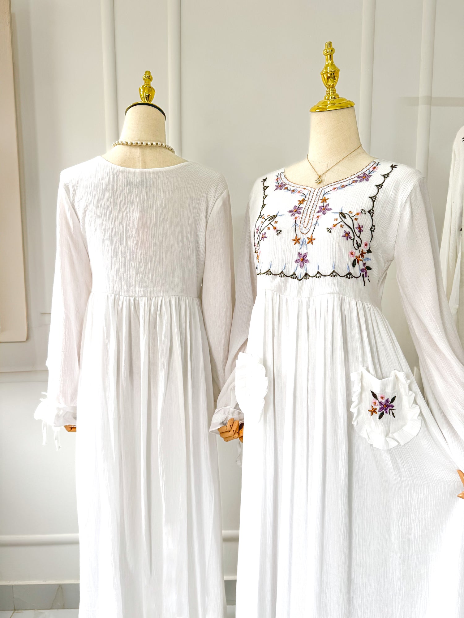 Floris Long Embroidered Dress