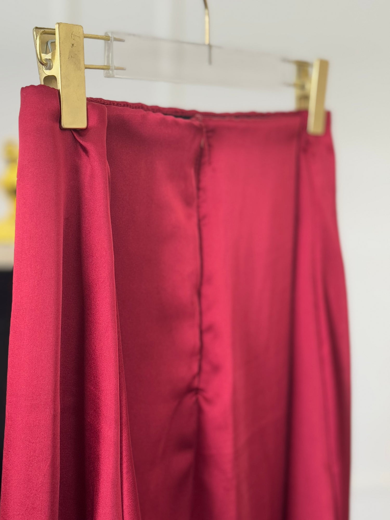 Red silk skirt