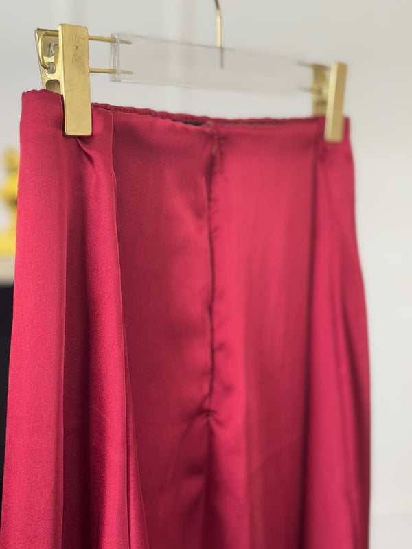 Red Silk Long Skirt