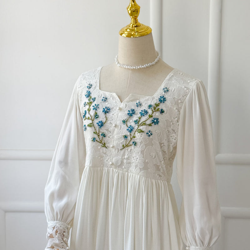Dove Embroidered Long Dress