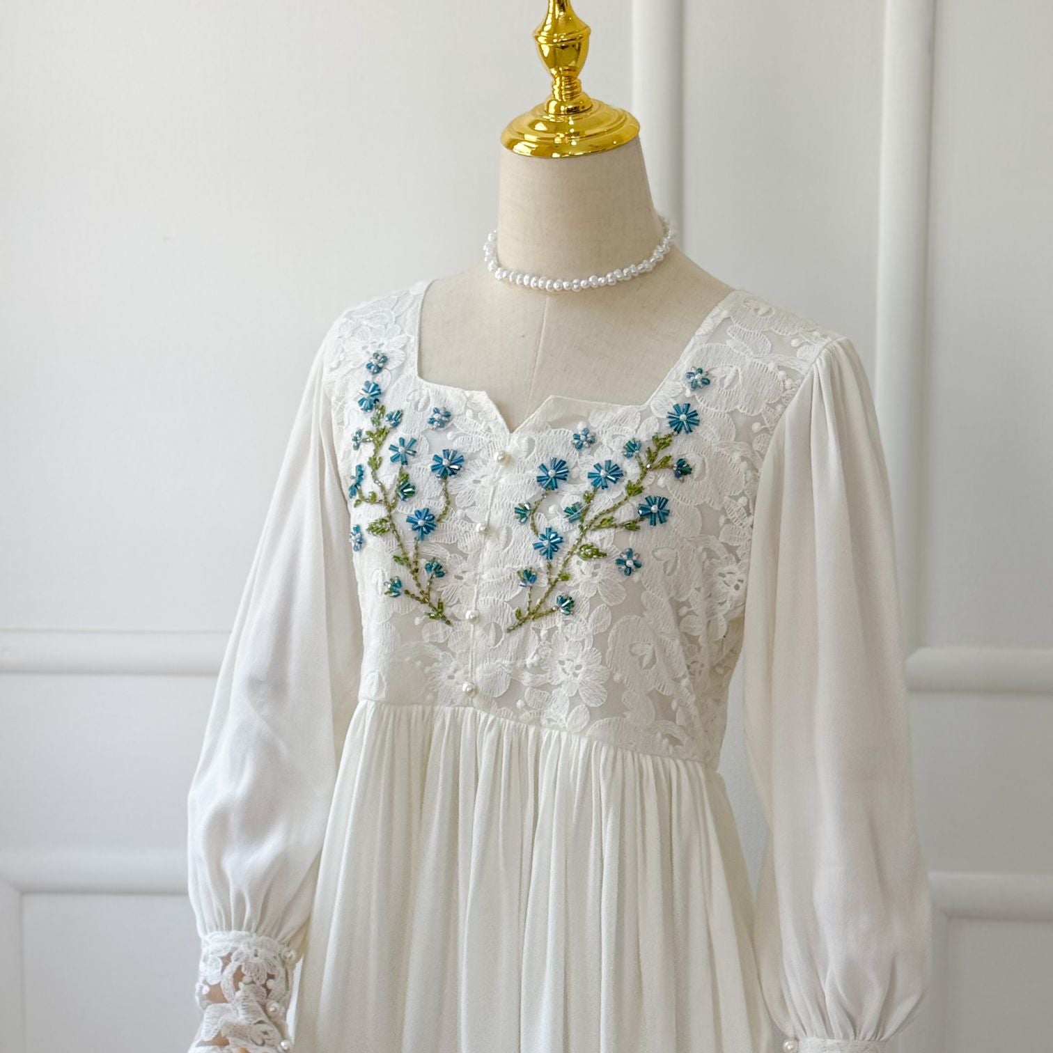 Dove Embroidered Long Dress