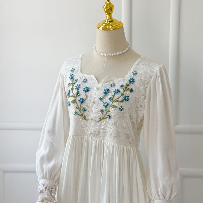 Dove Embroidered Long Dress